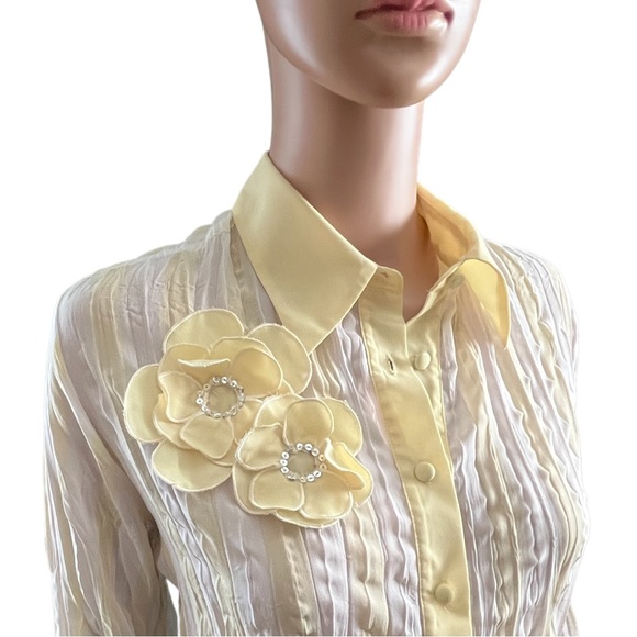Clothing Company by Notations Vintage Long Sleeve Button Up, Yellow White | XL - Picture 5 of 16